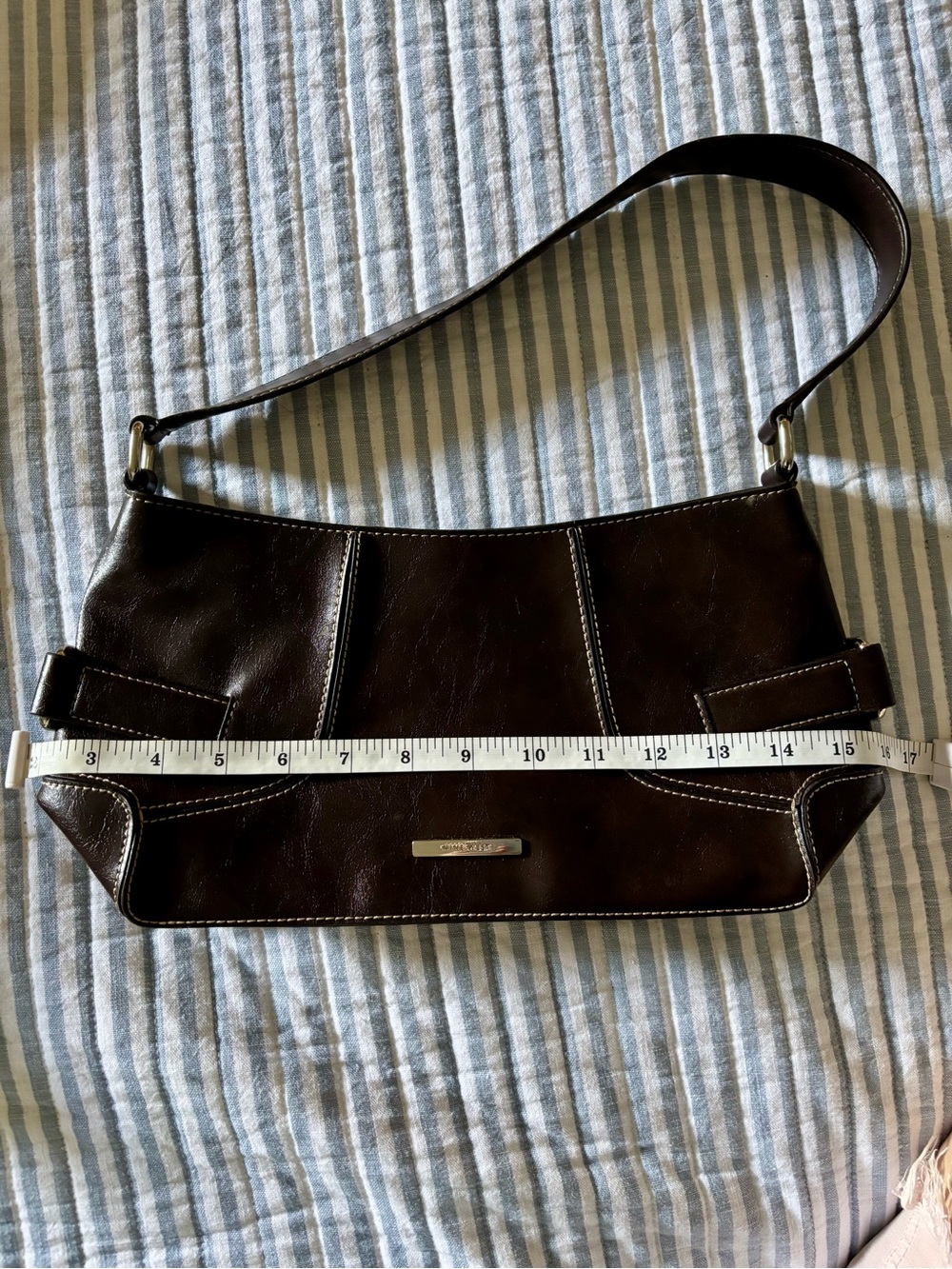 Vintage Y2K Nine West Espresso Brown Baguette Shoulder Bag Minimalist 90s